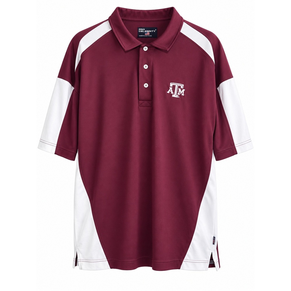 Pro Celebrity Texas A&M Aggies Polo Shirt Men's XXXL Maroon Colorblock